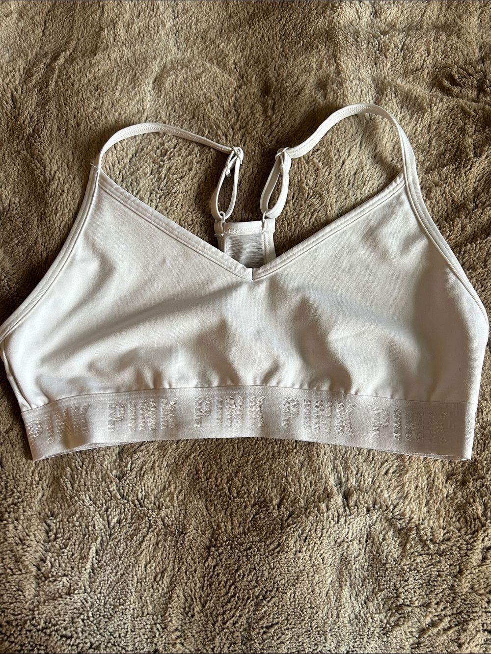 PINK Victoria's Secret White Seamless Racerback Bralette